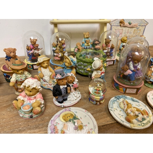 211 - Large Quantity of Cherished Teddy Figures with Small Display Shelf