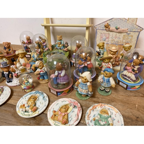 211 - Large Quantity of Cherished Teddy Figures with Small Display Shelf