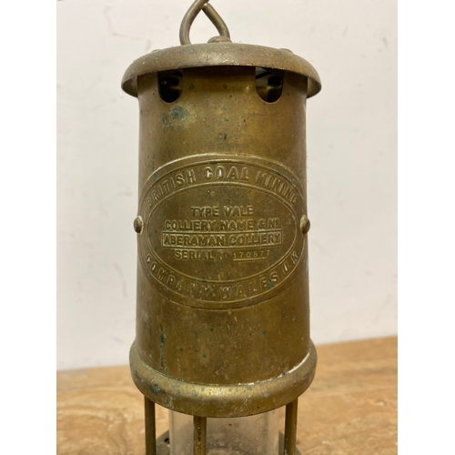 254 - Brass Miners Lamp, British Coal Mining Company Wales