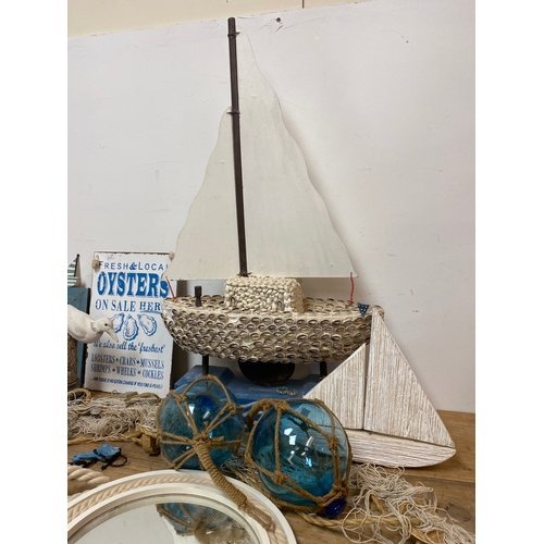 260 - Collection of Nautical Themed Decorations including Glass Buoys and Mirror