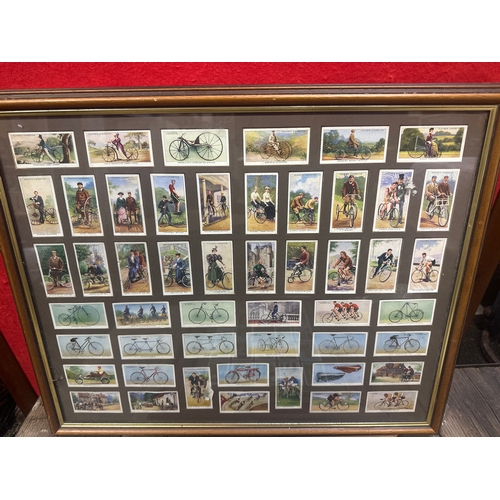 270 - Two sets of collectable framed Cigarettes cards. Famous footballers series 1 and cycling