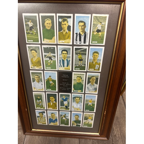 270 - Two sets of collectable framed Cigarettes cards. Famous footballers series 1 and cycling