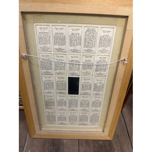 270 - Two sets of collectable framed Cigarettes cards. Famous footballers series 1 and cycling