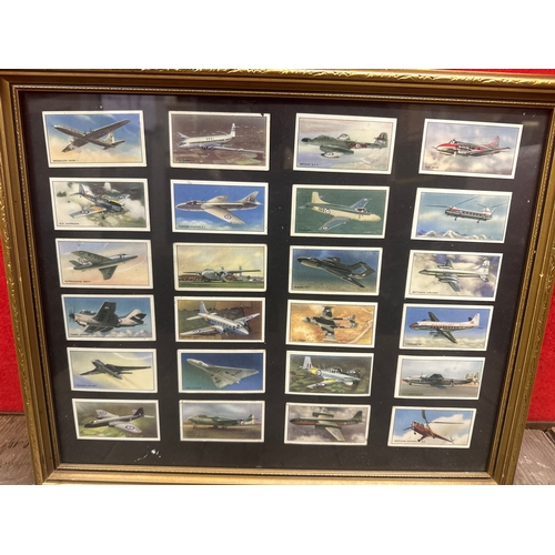 273 - Two set of framed cigarette card trains and aero