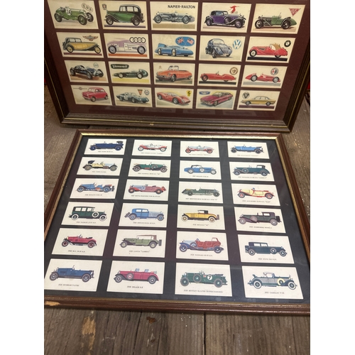 274 - Two framed sets of cigarette cards. History of motor cars