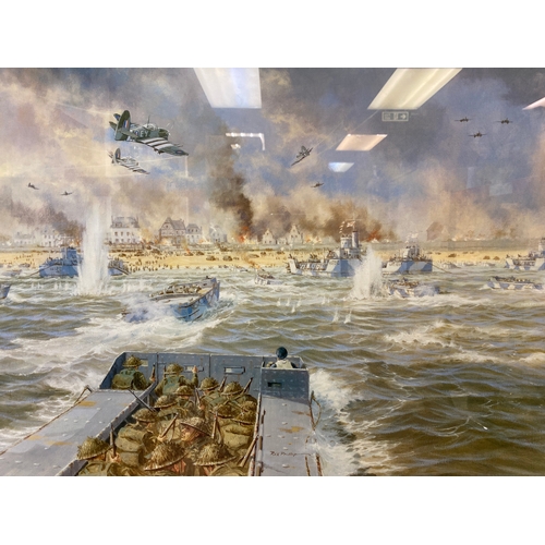 292 - “The Invasion Begins” 95.5x75.5cm Framed Limited Edition 204/1944 Print signed By Original Artist Co... 