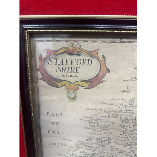 297 - Vintage framed Staffordshire map by Robin Morton