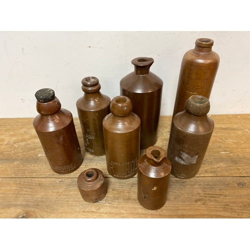 304 - Collection of Eight Vintage & Antique Salt Glazed Stoneware Bottles