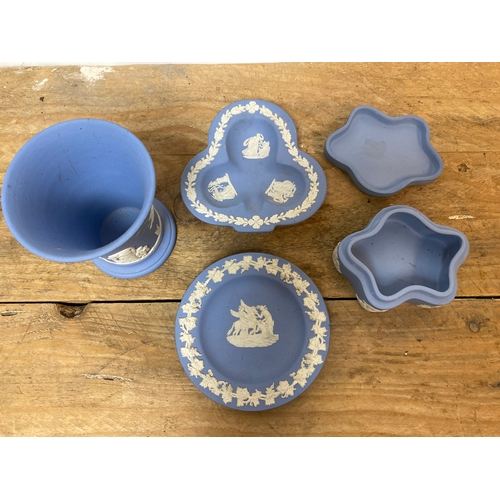 308 - Collection of Blue Wedgwood Jasperware