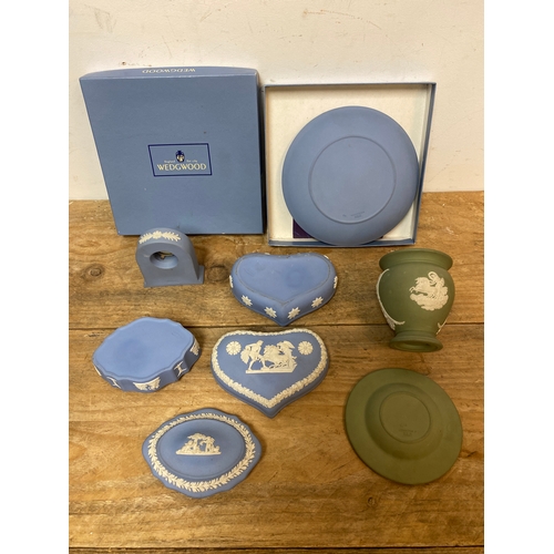 312 - Collection of Blue and Green Wedgwood Jasperware, Plate is Boxed