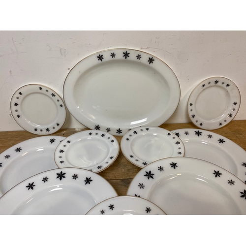 315 - Vintage JAJ Pyrex, Six Side Plates, Dinner plates and One Server