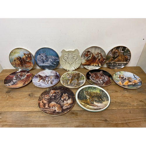 330 - Collection of 12x Picture Plates of Tigers including Coalport and Royal Doulton