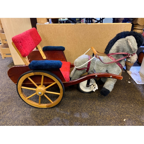 335 - Vintage Peddle Horse and Cart Toy