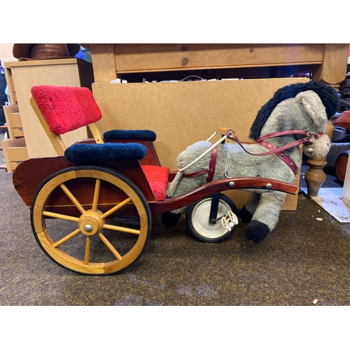 335 - Vintage Peddle Horse and Cart Toy