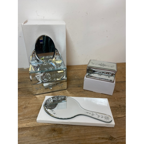 345 - Boxed Mirrored Dressing Table Items