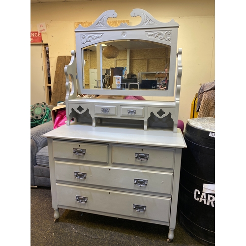 377 - Grey Painted Dressing Table with Mirror