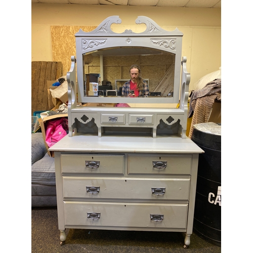 377 - Grey Painted Dressing Table with Mirror