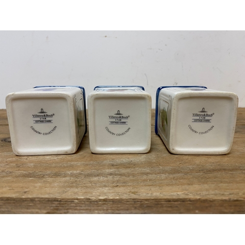 317A - Trio of Villeroy & Boch Cottage Charm Preserve / Storage Pots and Small Serving Tray