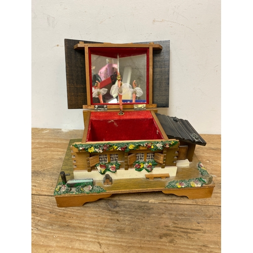 48 - Wooden Swiss Chalet Style Music Box