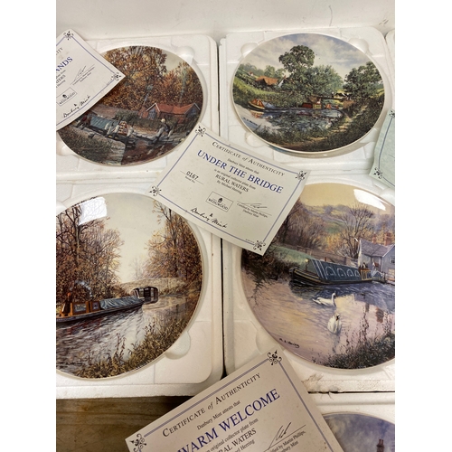 51 - Danbury Mint Wedgwood Collectable Canal Barge Plates some with certificates, boxed x 10