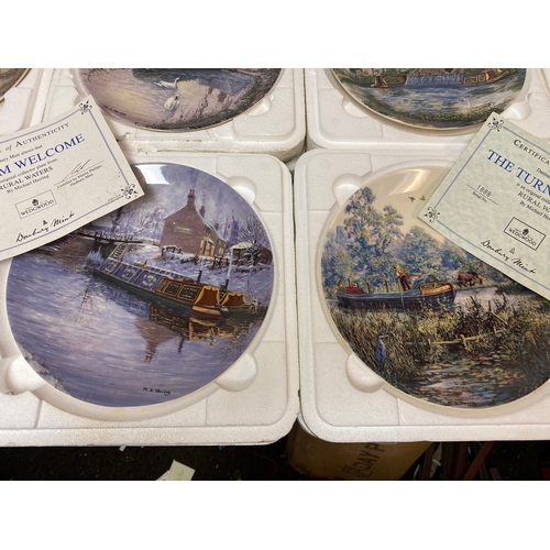 51 - Danbury Mint Wedgwood Collectable Canal Barge Plates some with certificates, boxed x 10