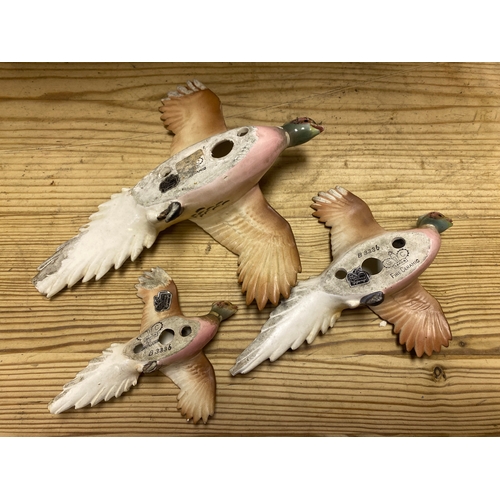 52 - Fine Ceramic Wall Hanging Flying Pheasant x 3 AF