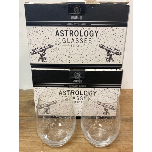 100 - Set of 2 Astrology Glasses Boxed x 2