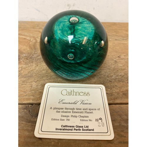 108 - Caithness Limited Edition Glass Paperweight ‘Emerald Vision’ 119/750