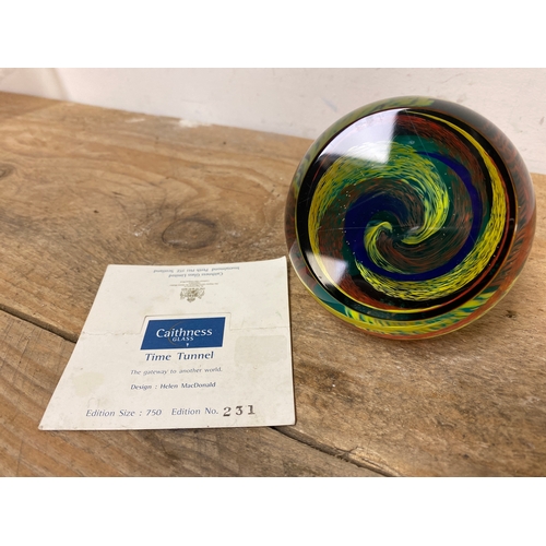 112 - Caithness Limited Edition Glass Paperweight With Certificate ‘Time Tunnel’ 231/750