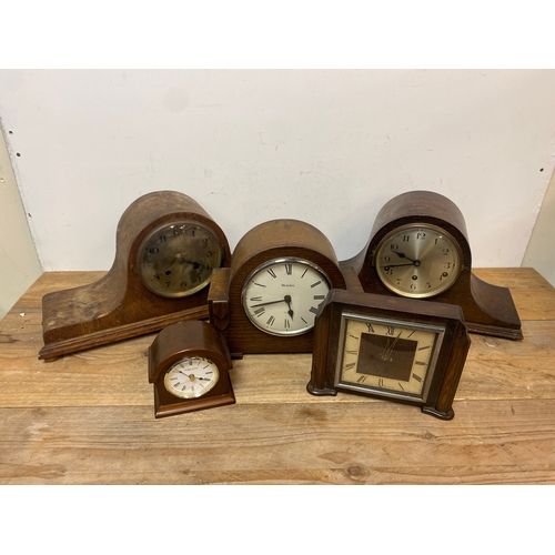 124 - Job Lot of wooden Cased Clocks