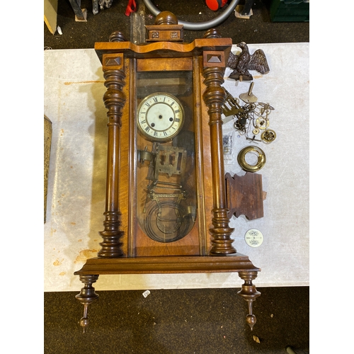 132 - c.Victorian Wall Clock Case and Parts for Spares / Assembly