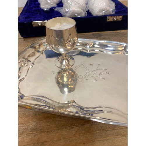 138 - Silver Plated Tray & Goblets