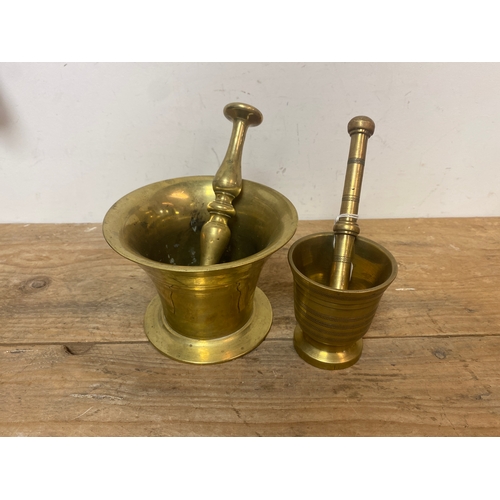 150 - 2 x Heavy Brass Pestle and mortars