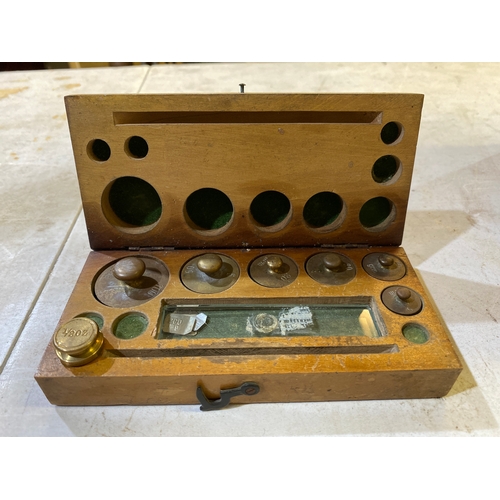 154 - Set of Small Brass Weights in Case