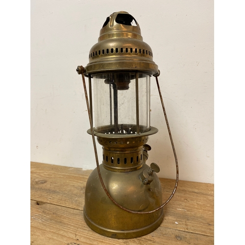 158 - Vintage Petromax Brass Paraffin Lantern, 40cm