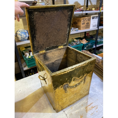 159 - Brass Covered Coal Box