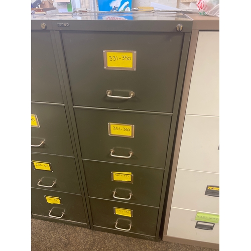 164 - Large roneo green locking filing cabinet