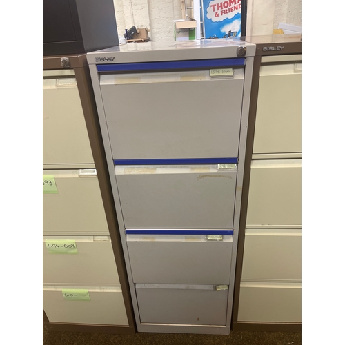 168 - Large lockable bisley filing cabinet with key