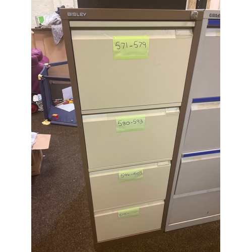 169 - Large lockable Bisley filing cabinet with key