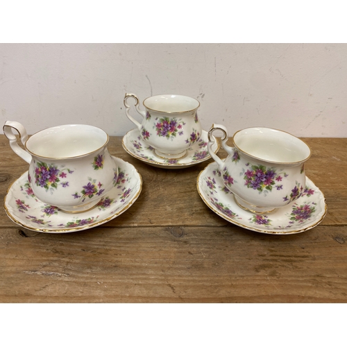 246 - Royal Albert Violetta Bone China Tea Cups Saucers x 3