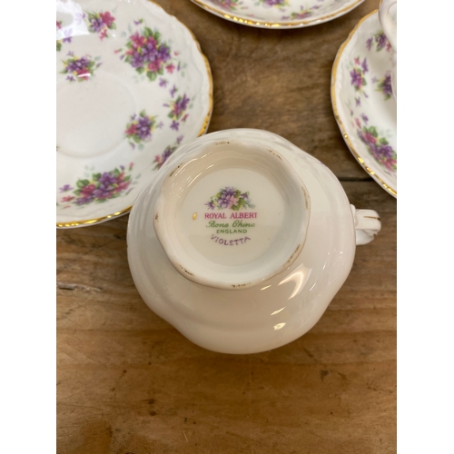 246 - Royal Albert Violetta Bone China Tea Cups Saucers x 3