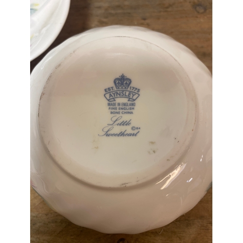 250 - Aynsley China Little Sweetheart Lamp & Bowl, Trinket Dish, Tray & Jug