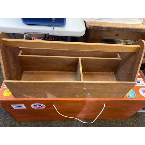 393 - 71 cm Large Wooden Tool Carrier Caddy