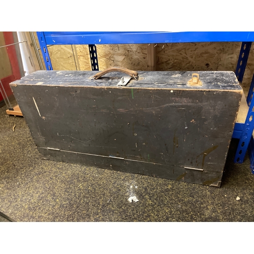 395 - Large wooden toolbox containing tools