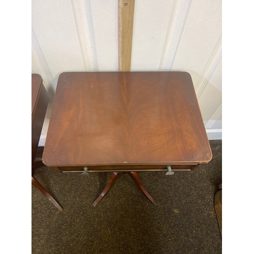 402 - Pair of Edwardian style reproduction small hall tables