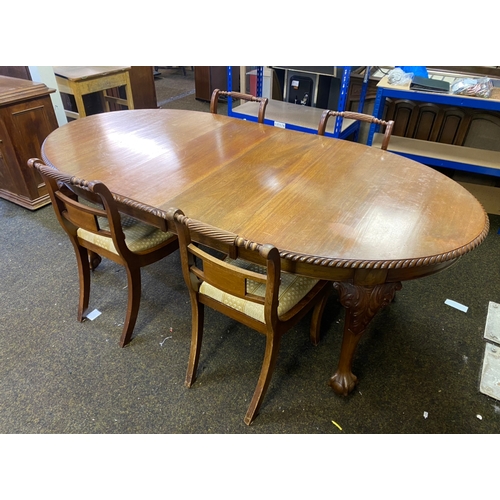 421 - Large Victorian Extendable Dining Table and Four Chairs with Crank Handle