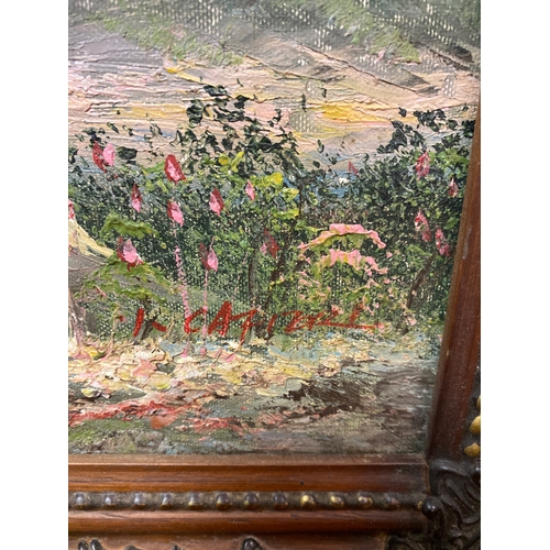 4 - Framed Signed oil on canvas woodland mountain scene  90 cm x 65 cm