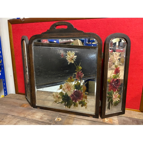 30 - Hand Painted Mirrored Fire Screen with Floral Design