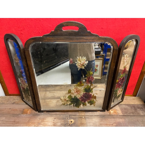 30 - Hand Painted Mirrored Fire Screen with Floral Design