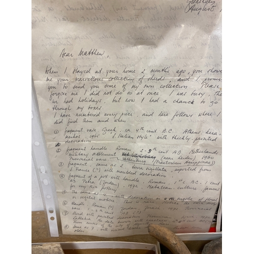 49 - Collection of Archeology Finds with Letter, the letter is from Dr Christian Jorg to Matthew Impey a ... 